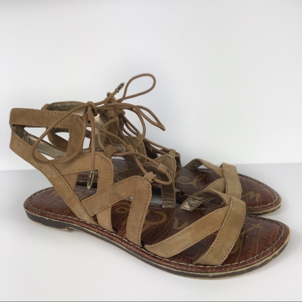 Sam Edelman Camel Strappy Ankle Gladiator Sandals